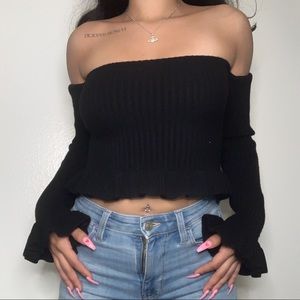 Over the shoulder knitted long sleeve